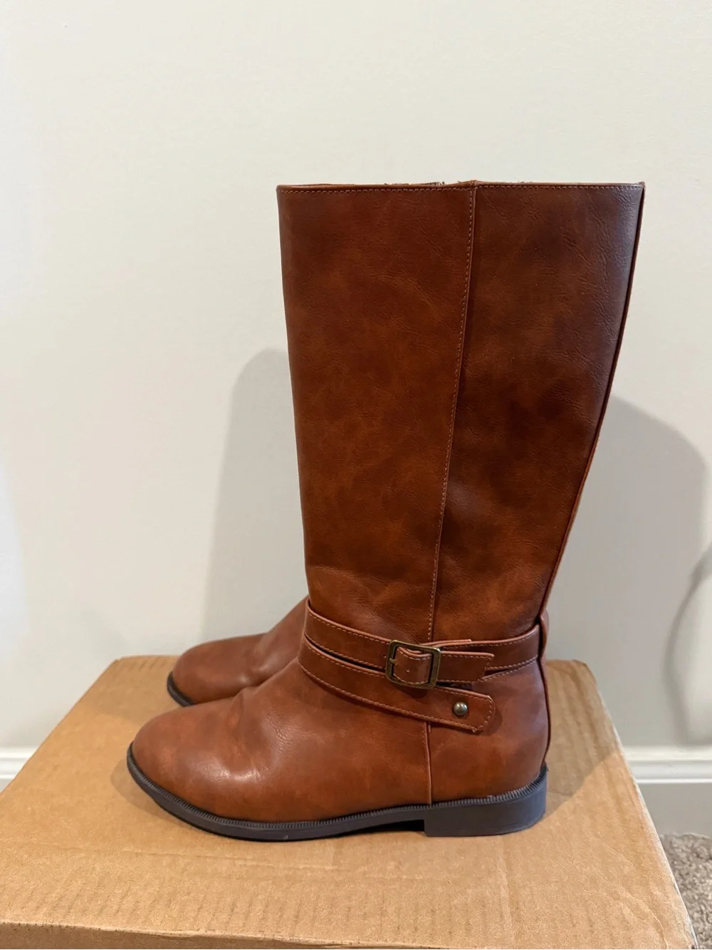 Sugar Brown Tall Leather Girls' Boots